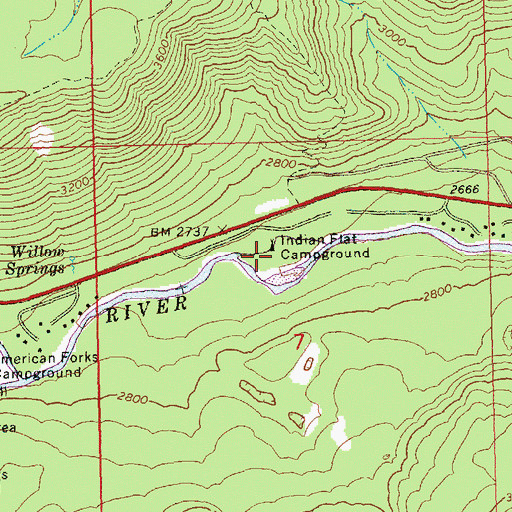 Topographic Map of Indian Flat Campground, WA