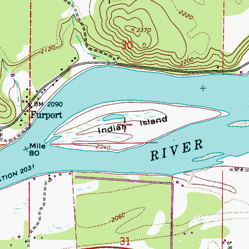 Topographic Map of Indian Island, WA
