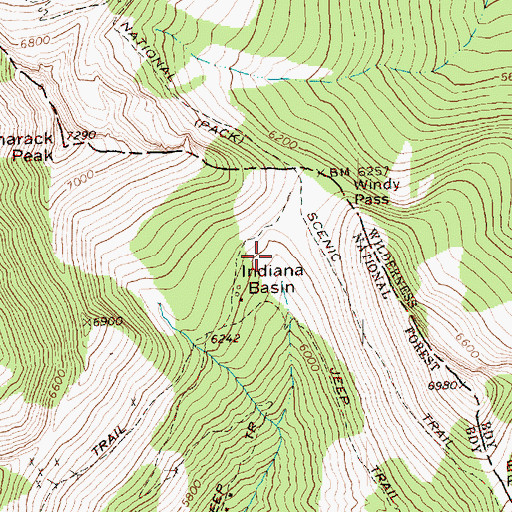 Topographic Map of Indiana Basin, WA