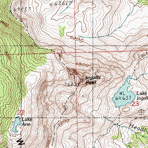 Topographic Map of Ingalls Peak, WA