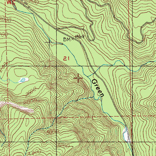 Topographic Map of Intake Creek, WA