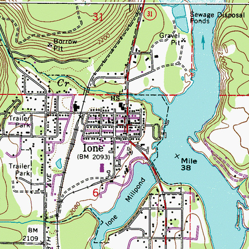 Topographic Map of Ione, WA