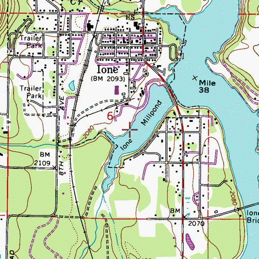 Topographic Map of Ione Millpond, WA