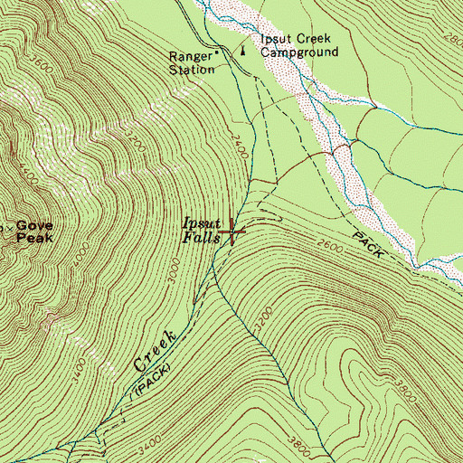 Topographic Map of Ipsut Falls, WA