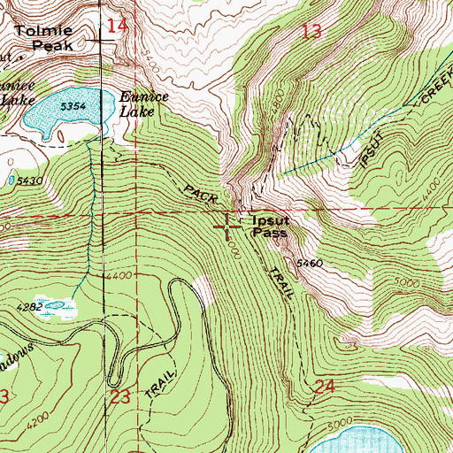 Topographic Map of Ipsut Pass, WA