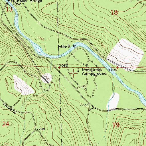 Topographic Map of Iron Creek Campground, WA