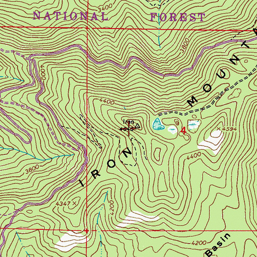 Topographic Map of Iron Mountains, WA