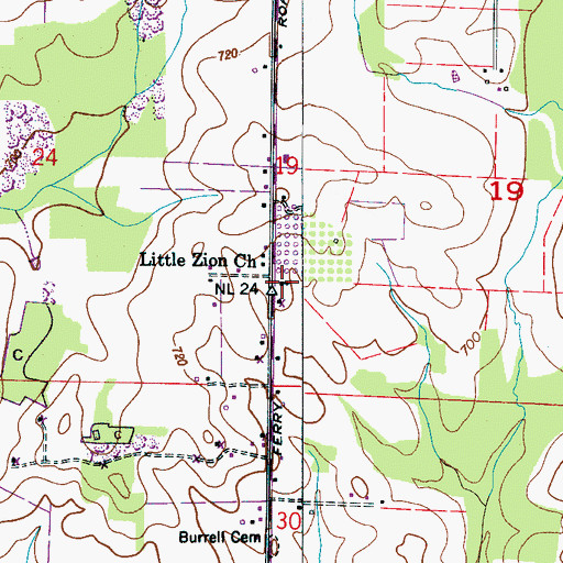 Topographic Map of Little Zion Missionary Baptist Church, AL