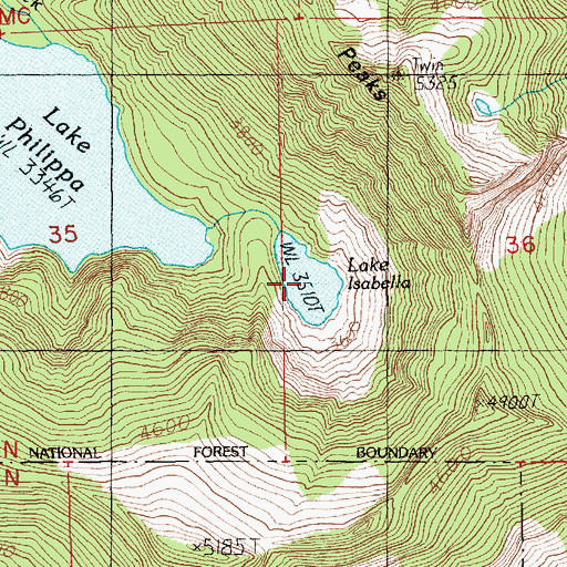 Topographic Map of Lake Isabella, WA