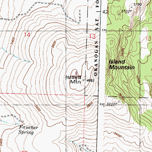 Topographic Map of Island Mountain, WA