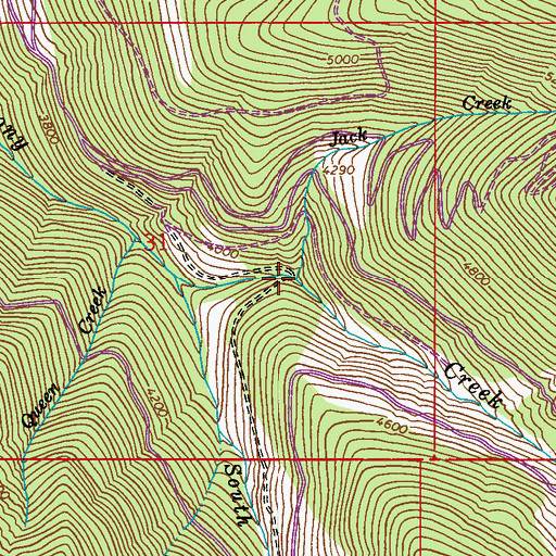 Topographic Map of Jack Creek, WA