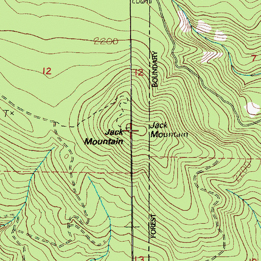 Topographic Map of Jack Mountain, WA
