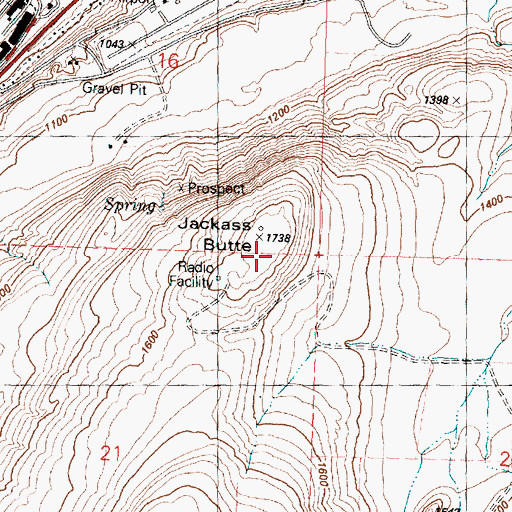 Topographic Map of Jackass Butte, WA