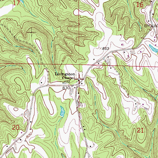 Topographic Map of Livingston Chapel United Methodist Church, AL