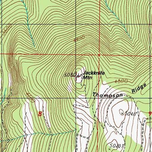 Topographic Map of Jackknife Mountain, WA