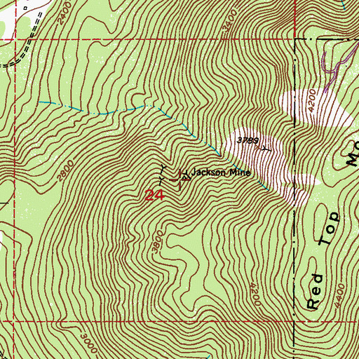 Topographic Map of Jackson Mine, WA