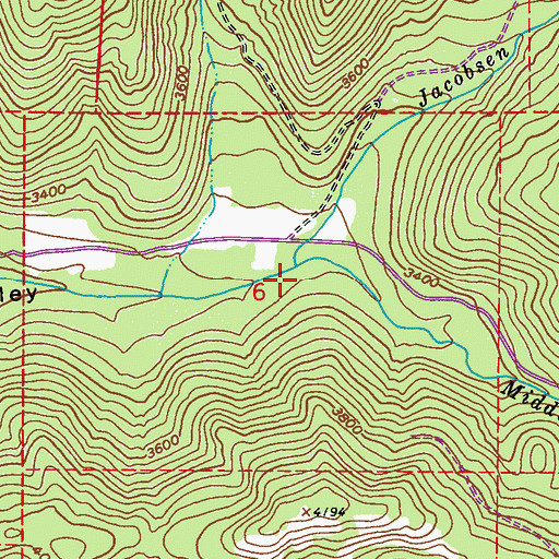 Topographic Map of Jacobsen Creek, WA
