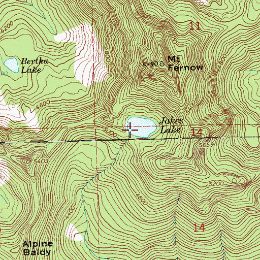 Topographic Map of Jakes Lake, WA