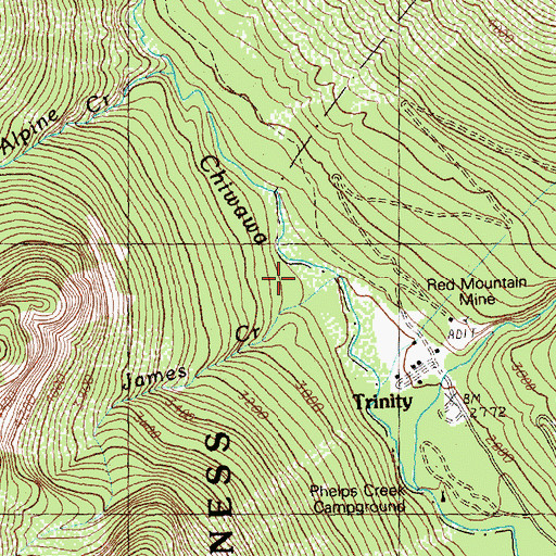 Topographic Map of James Creek, WA