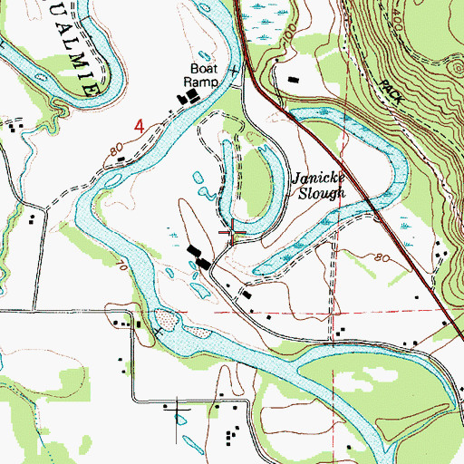 Topographic Map of Janicke Slough, WA