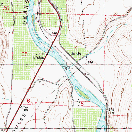 Topographic Map of Janis, WA