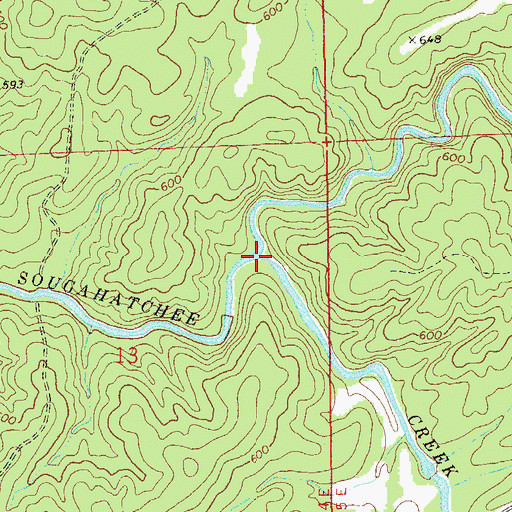 Topographic Map of Loblockee Creek, AL