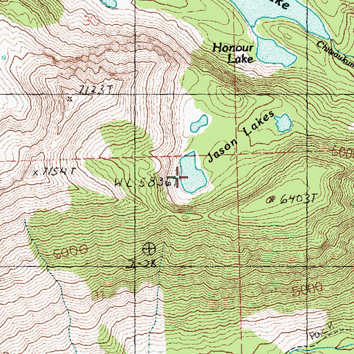 Topographic Map of Jason Lakes, WA