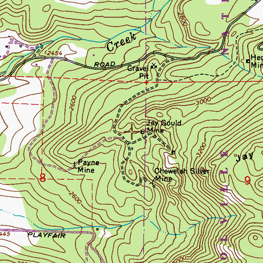 Topographic Map of Jay Gould Mine, WA