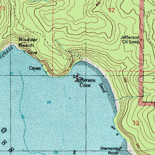 Topographic Map of Jefferson Cove, WA