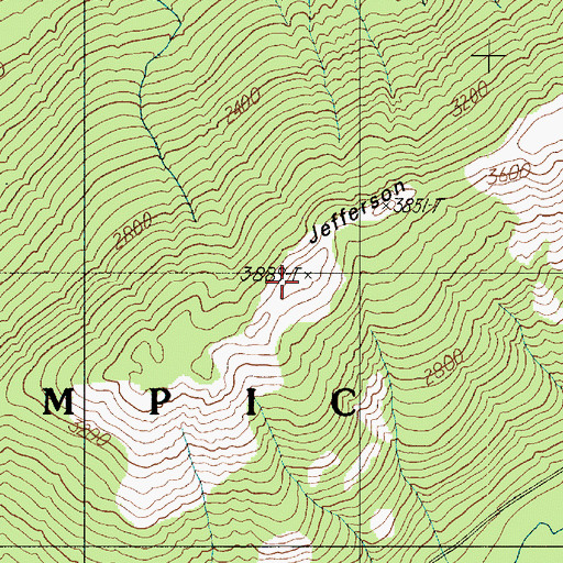 Topographic Map of Jefferson Ridge, WA