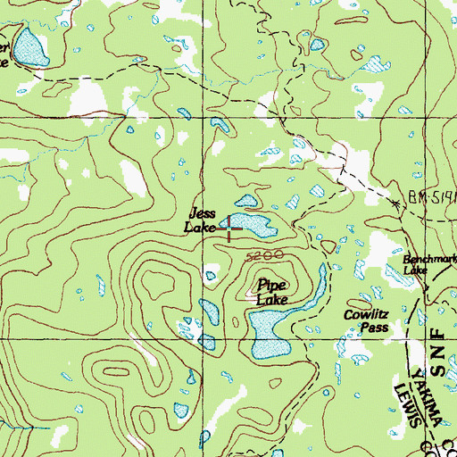Topographic Map of Jess Lake, WA