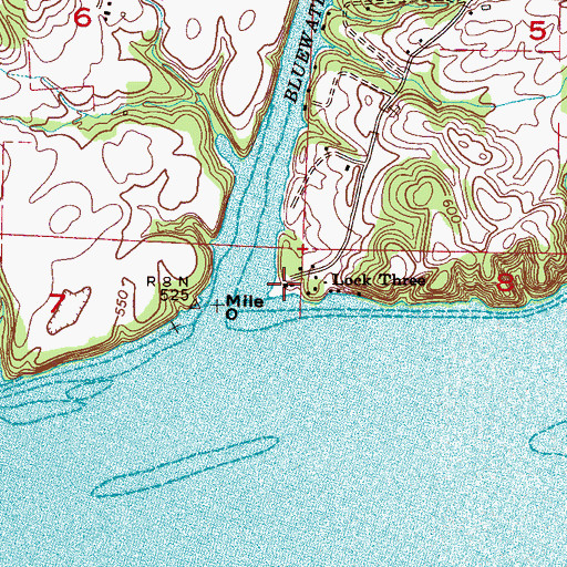 Topographic Map of Lock Three, AL
