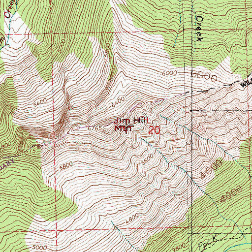 Topographic Map of Jim Hill Mountain, WA