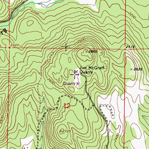Topographic Map of Jim McGraff Quarry, WA