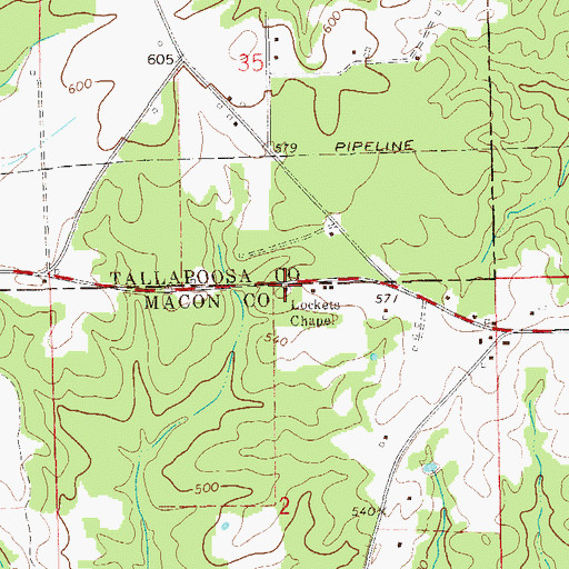 Topographic Map of Lockets Chapel, AL