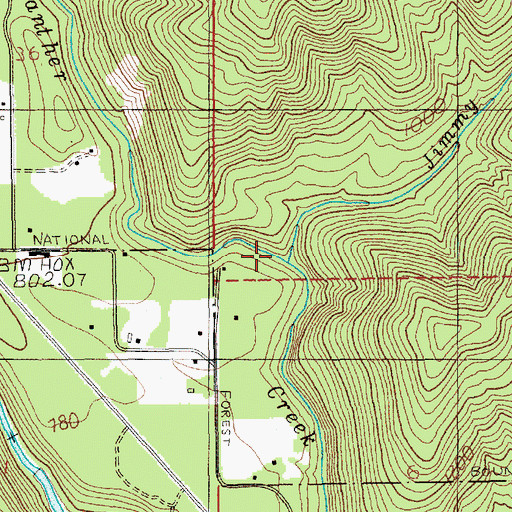 Topographic Map of Jimmy Creek, WA