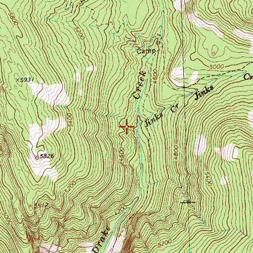 Topographic Map of Jinks Creek, WA