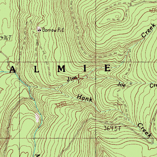 Topographic Map of Joe Creek, WA