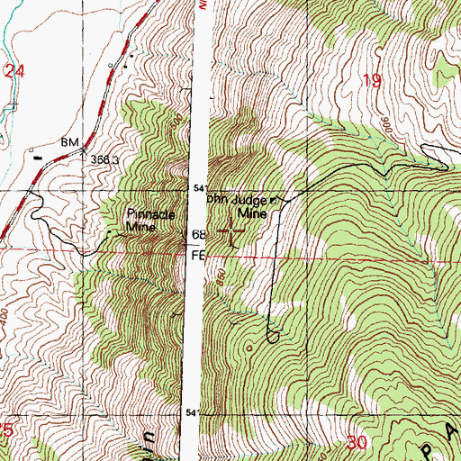 Topographic Map of John Judge Mine, WA