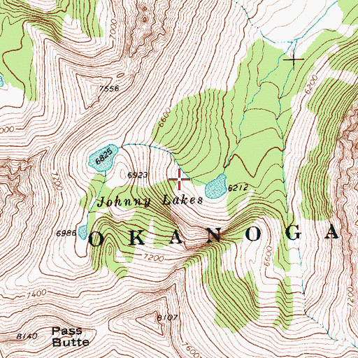 Topographic Map of Johnny Lakes, WA