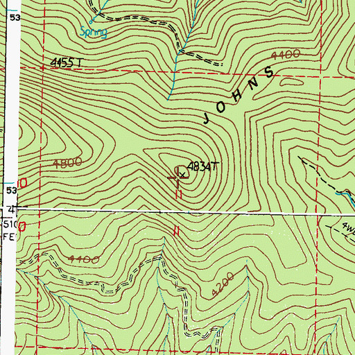 Topographic Map of Johns Mountain, WA
