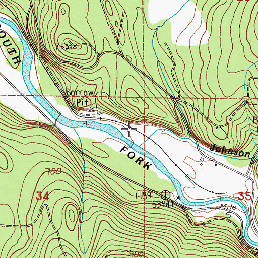 Topographic Map of Johnson Creek, WA