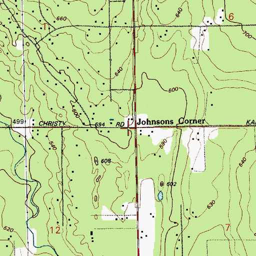 Topographic Map of Johnsons Corner, WA