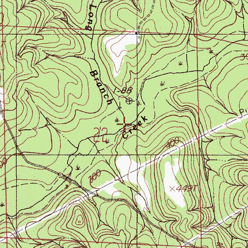 Topographic Map of Long Branch, AL