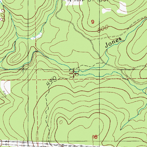 Topographic Map of Jones Creek, WA