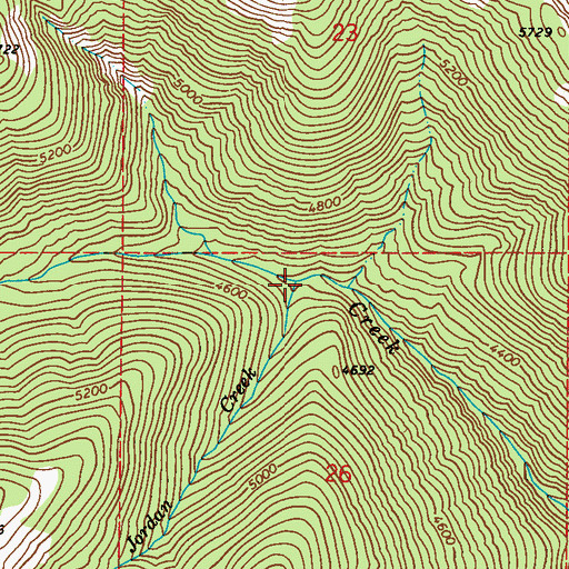 Topographic Map of Jordan Creek, WA