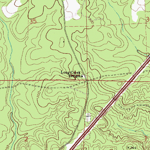 Topographic Map of Long Creek Temple, AL