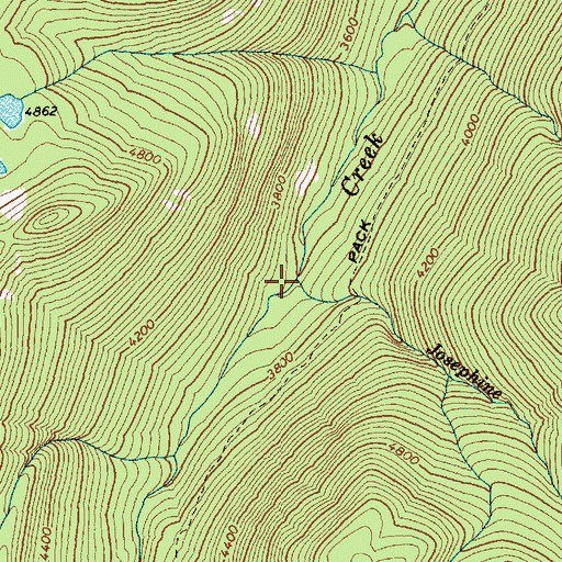 Topographic Map of Josephine Creek, WA