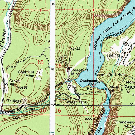 Topographic Map of Josephine Mine, WA