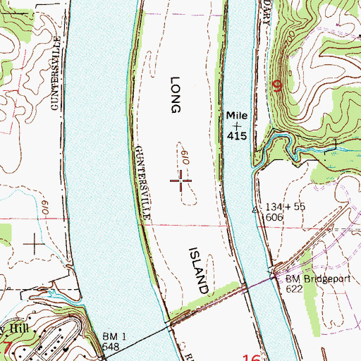 Topographic Map of Long Island, AL